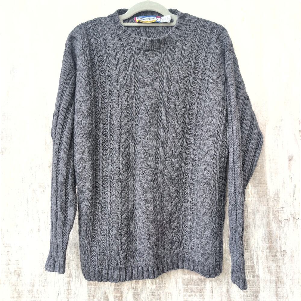 VTG 90s Concrete Made For The Street WoolBlend Retro Cable Knit Preppy Sz Med